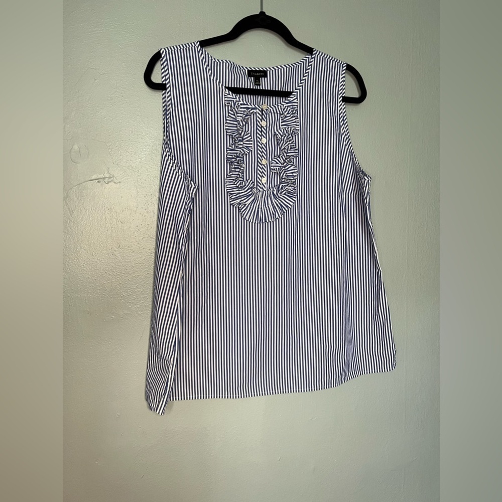 Talbots blue and white striped tank top‎